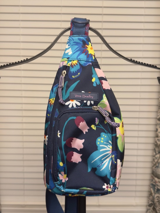 Vera Bradley Handbags - Vera Bradley Navy Floral Firefly Garden Small Sling Bag Summer 2019 Retired NWOT